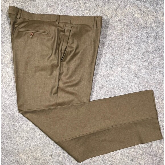Santorelli Luxury Serge Wool Dress Pants Romeo Tobacco Men Size 40 Made In Italy
